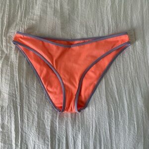 Hollister Women’s Neon Orange and Purple Swimwear Bikini Bottom Size Medium